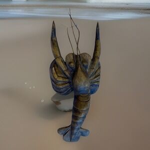 Large 12×5 Crawfish Shrimp Lobster Wood Vintage Table or Wall Hanging Carved